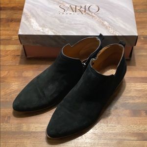 Franco Sarto Paivley Black Suede Ankle Boots 10